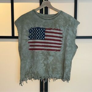 American Bling American‎ Flag Reworked graphic cutoff shirt. Size 2X